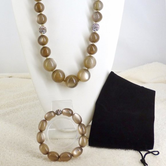 Talbot Set Necklace/Bracelet Moss Green, Swarovski Crystal Glitter Balls NWOT - Picture 1 of 6